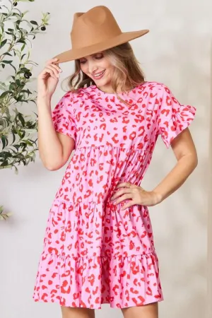 Candace Double Take Short Flounce Sleeve Tiered Dress