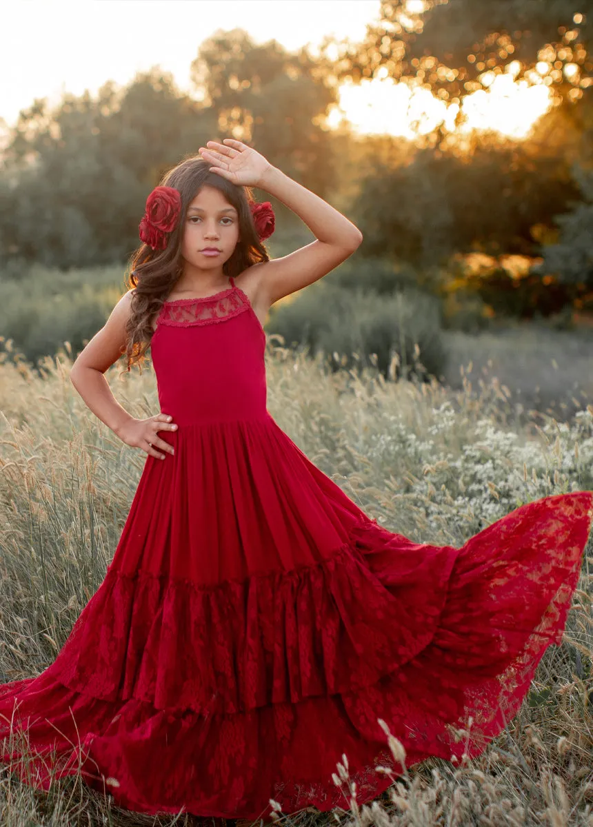 Catrin Dress in Crimson