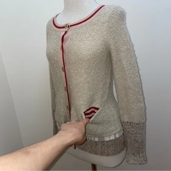 Charlie &amp; Robin Anthropologie romantic boho tiered tulle cardigan Sweater size S