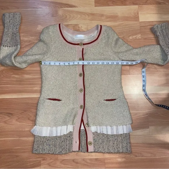 Charlie &amp; Robin Anthropologie romantic boho tiered tulle cardigan Sweater size S