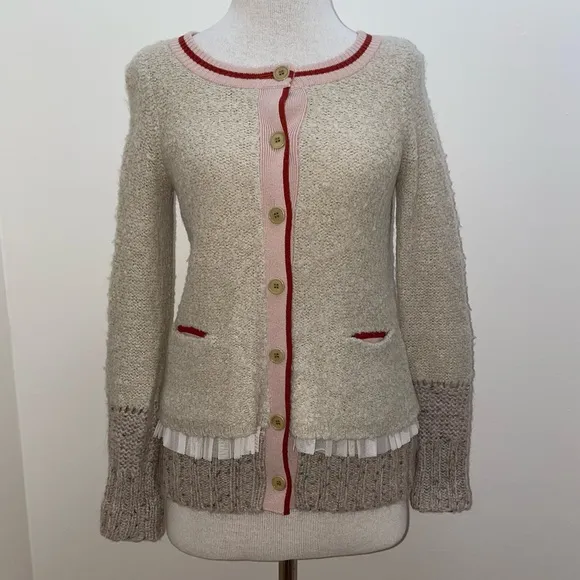 Charlie &amp; Robin Anthropologie romantic boho tiered tulle cardigan Sweater size S