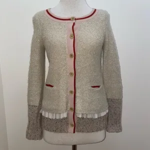 Charlie &amp; Robin Anthropologie romantic boho tiered tulle cardigan Sweater size S
