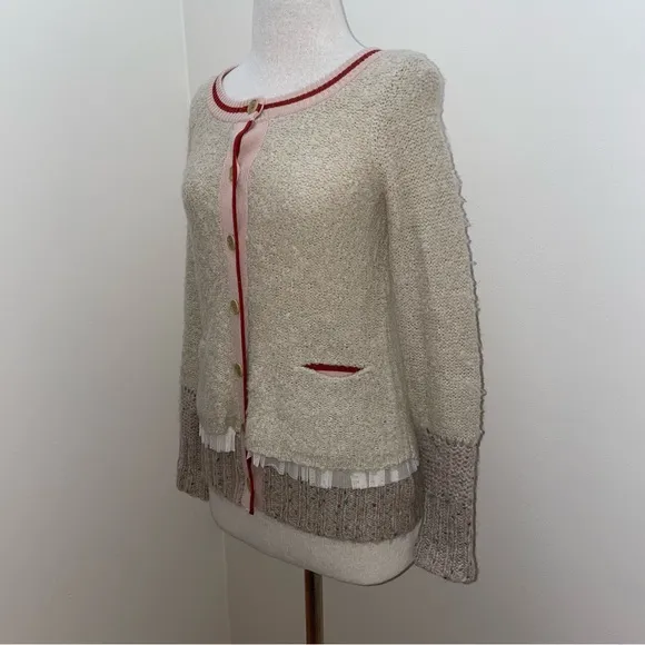 Charlie &amp; Robin Anthropologie romantic boho tiered tulle cardigan Sweater size S