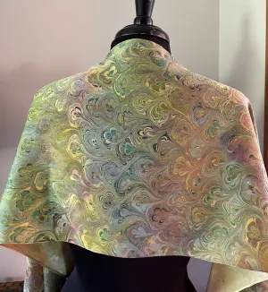 Chartreuse bouquet Charmeuse  Silk 72x14” bold fun. This beautiful silk makes a unique dresser cover and scarf