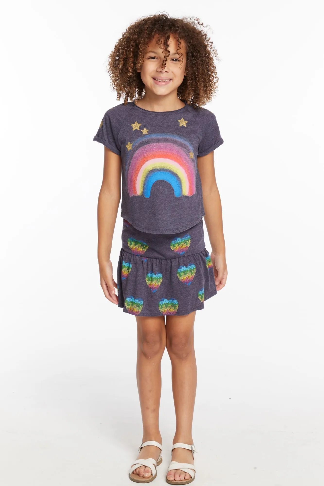 Chaser All Over Hearts Girls Peplum Skort