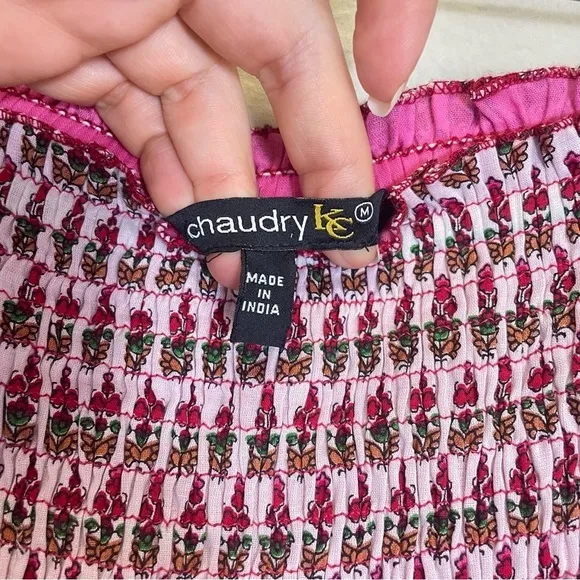 Chaudry KC Floral Tiered Boho Chic A Line Midi Skirt Size M