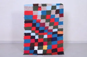 Checkered Colorful Rug 3.1 X 4.4 Feet – Vintage Moroccan Rug
