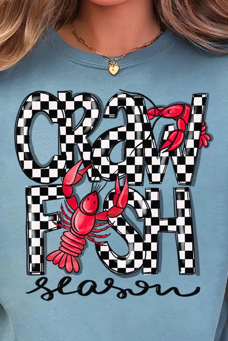 Checkered Crawfish Season Comfort Colors Adult Ring-Spun Cotton Tee