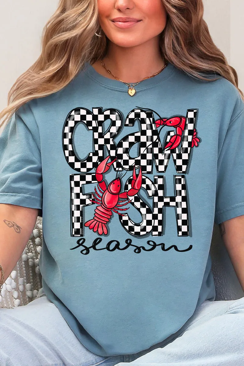 Checkered Crawfish Season Comfort Colors Adult Ring-Spun Cotton Tee