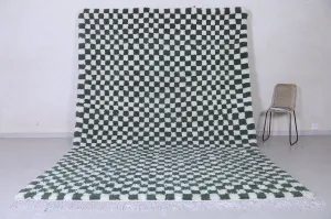 Checkered Moroccan rug - Green and White Beni rug - Custom Rug