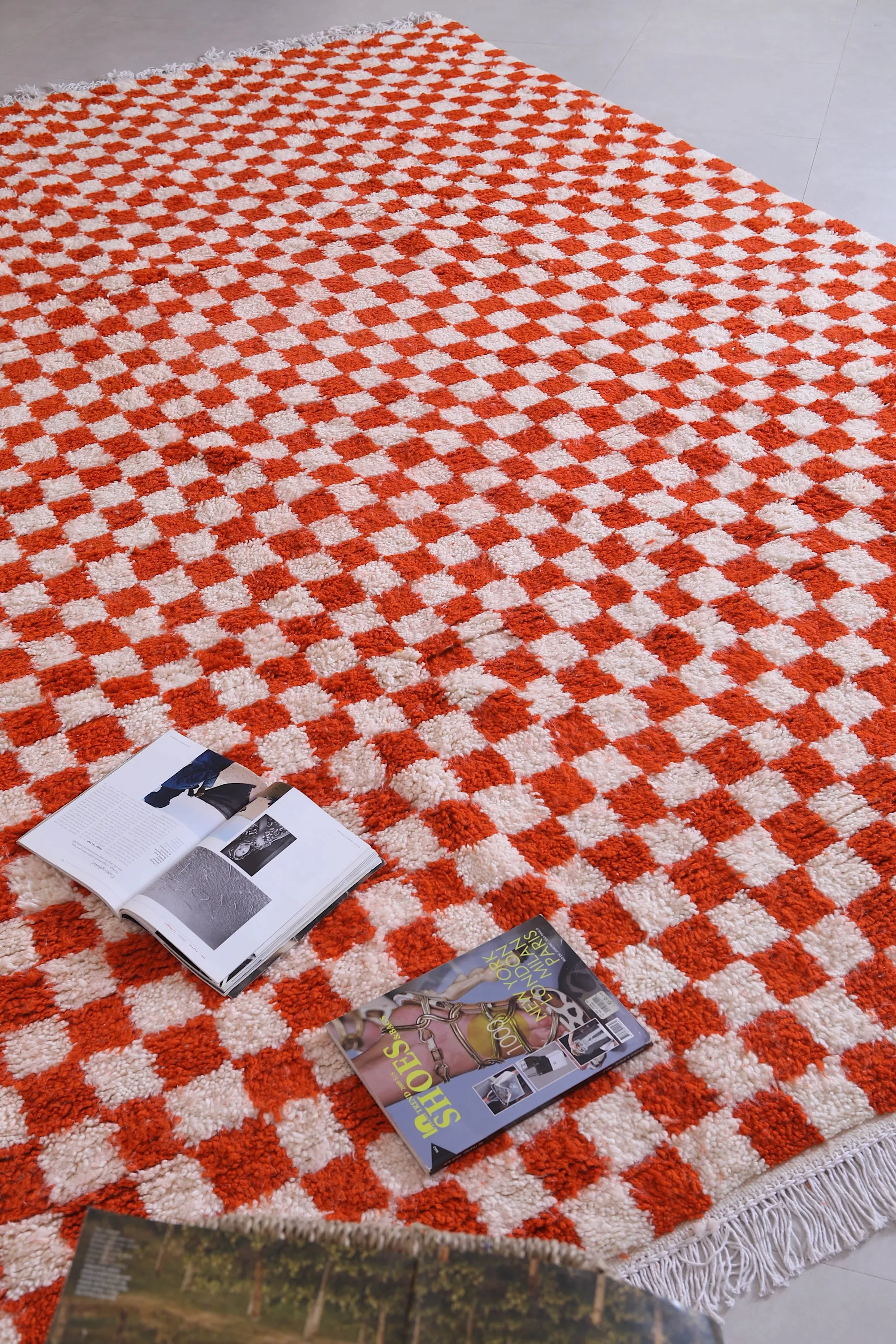 Checkered Moroccan rug - Moroccan Berber red rug - Custom Rug