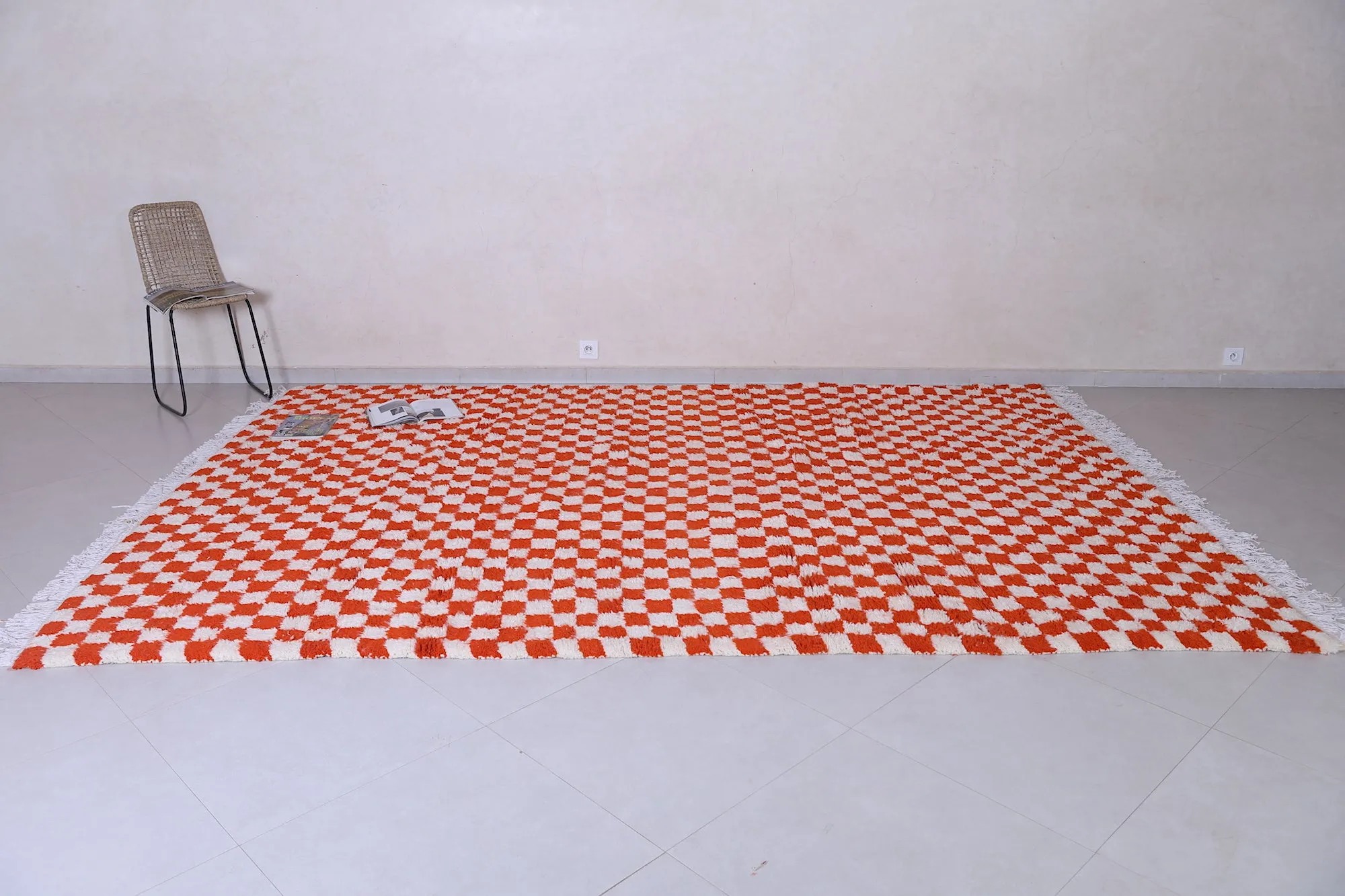 Checkered Moroccan rug - Moroccan Berber red rug - Custom Rug