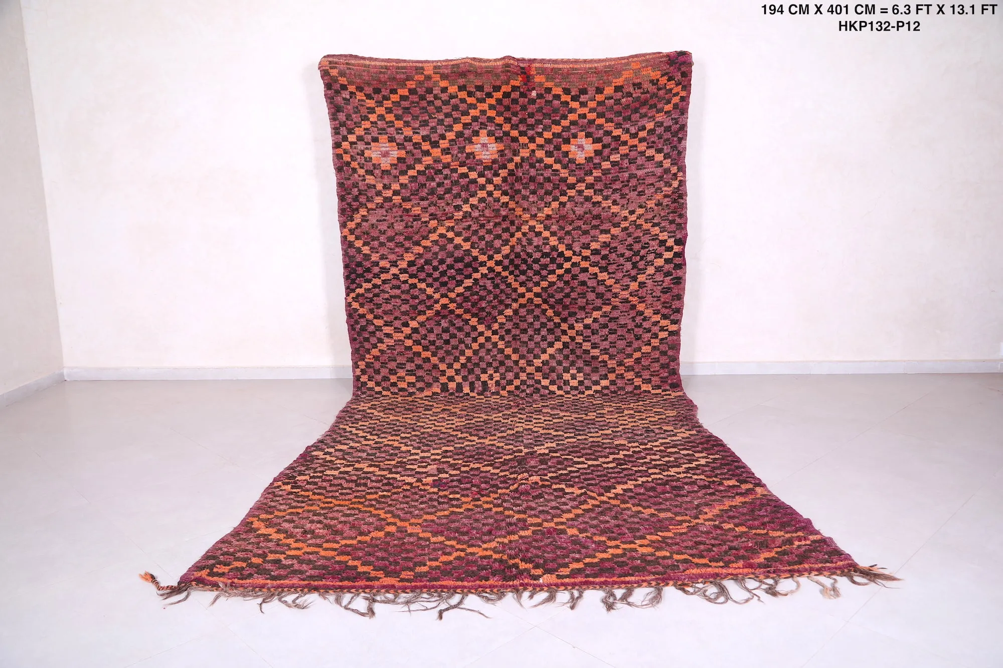 Checkered Vintage Rug 6.3 X 13.1 Feet – Tribal Moroccan Rug
