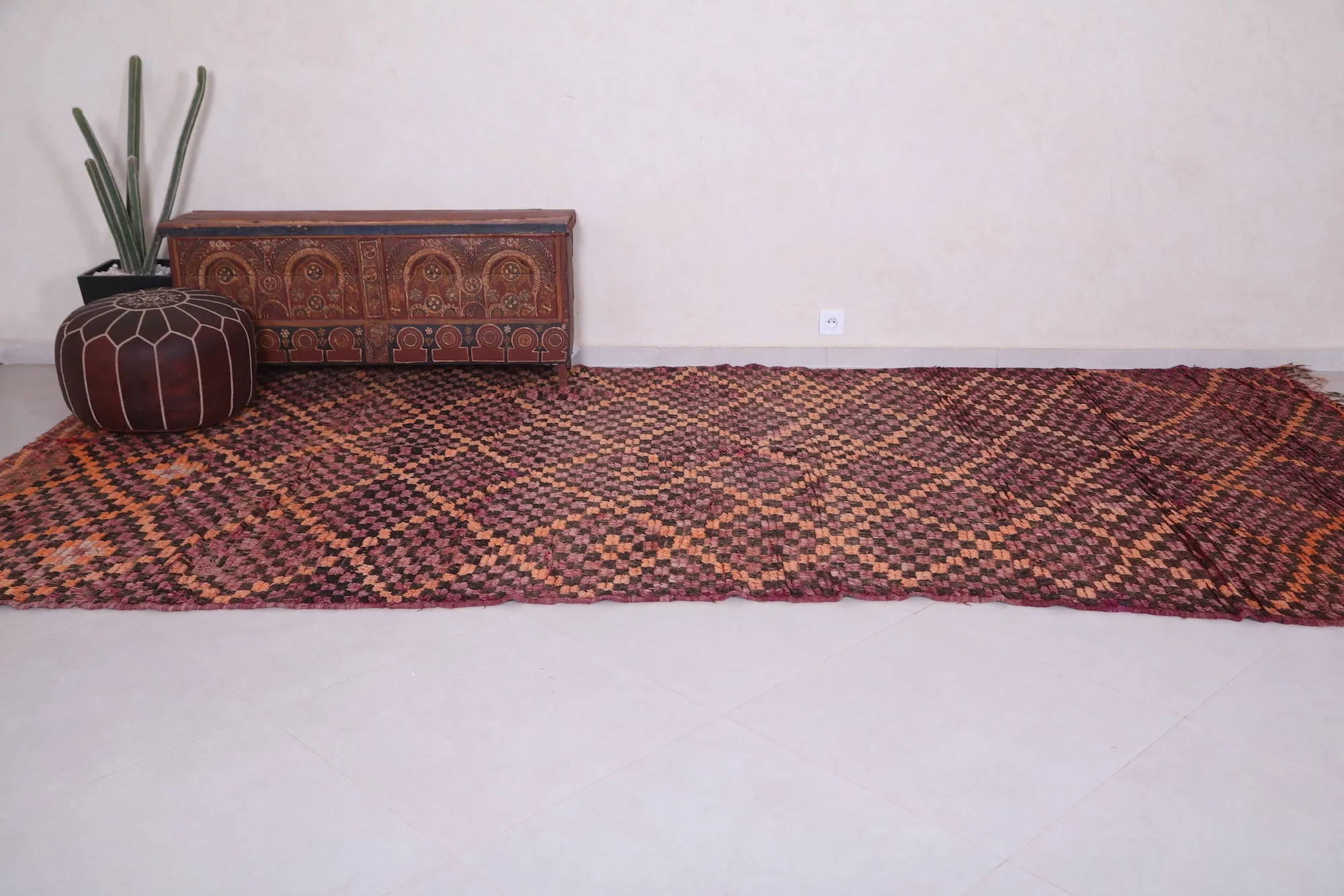 Checkered Vintage Rug 6.3 X 13.1 Feet – Tribal Moroccan Rug