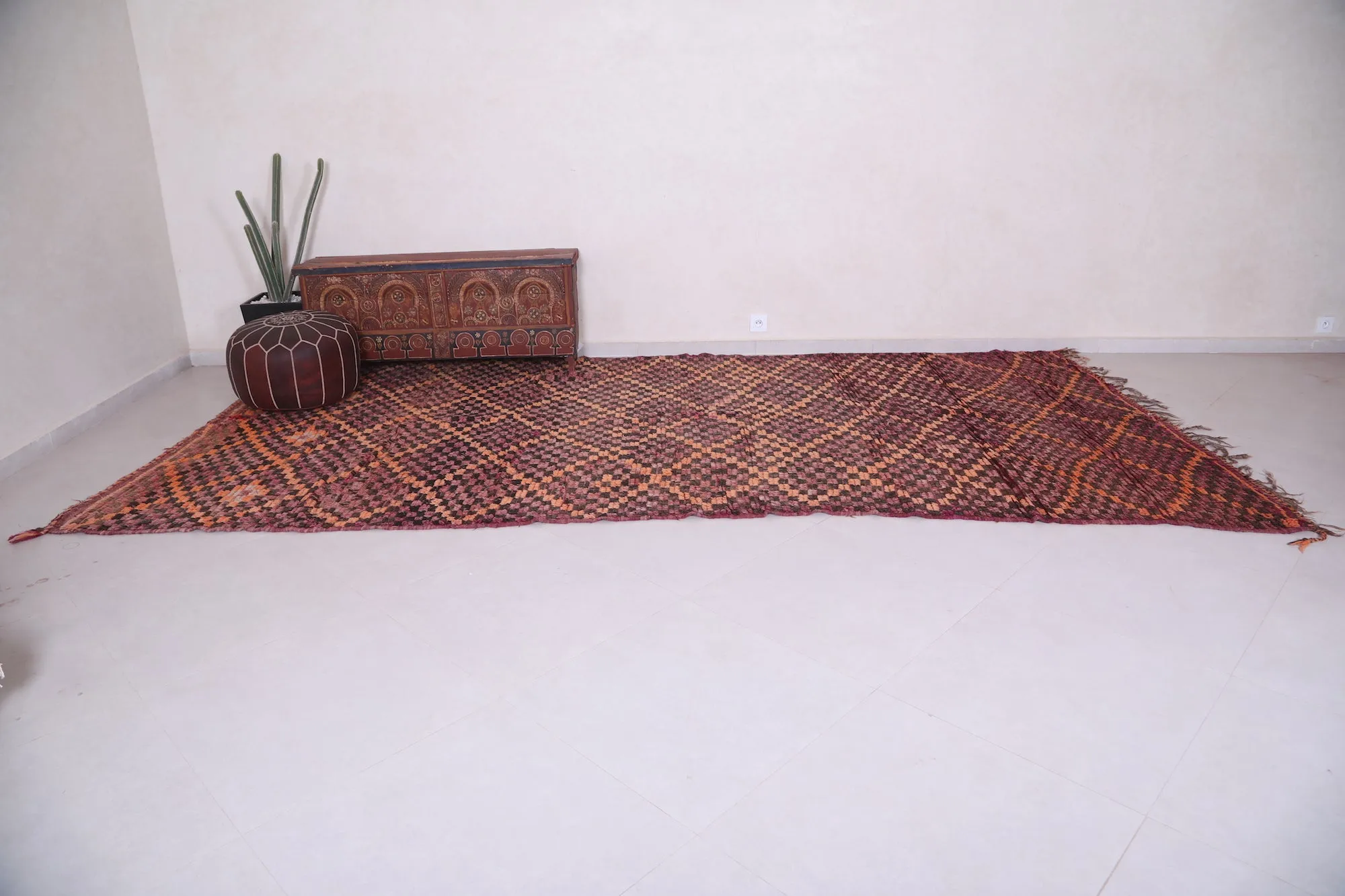 Checkered Vintage Rug 6.3 X 13.1 Feet – Tribal Moroccan Rug