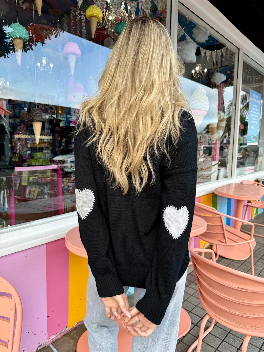 Cherise Cotton Elbow Heart V Neck