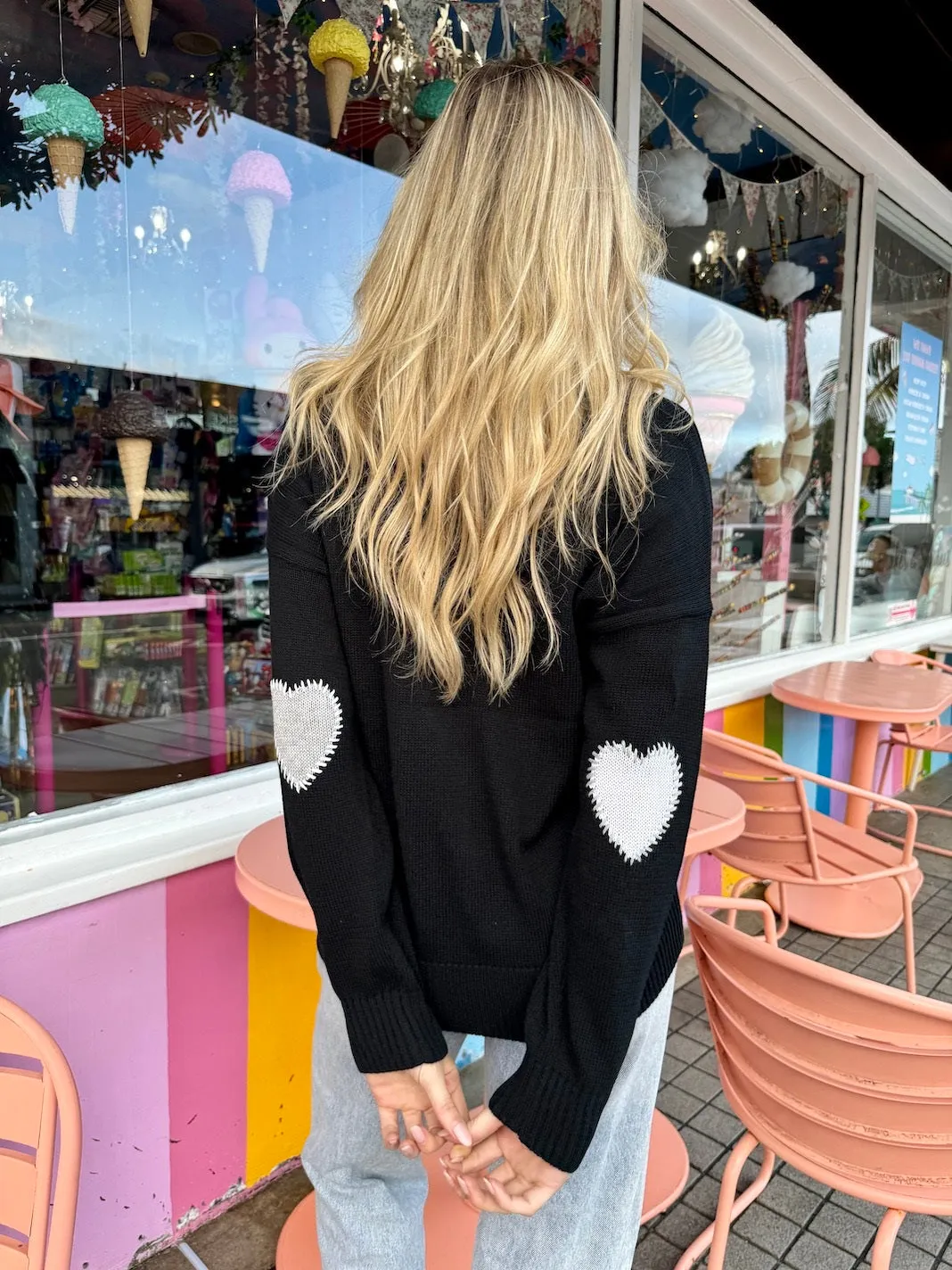 Cherise Cotton Elbow Heart V Neck