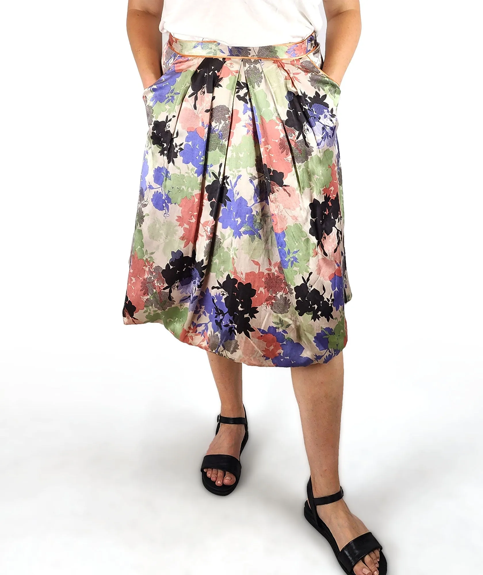 Christina's Closet floral silk cotton skirt size 14