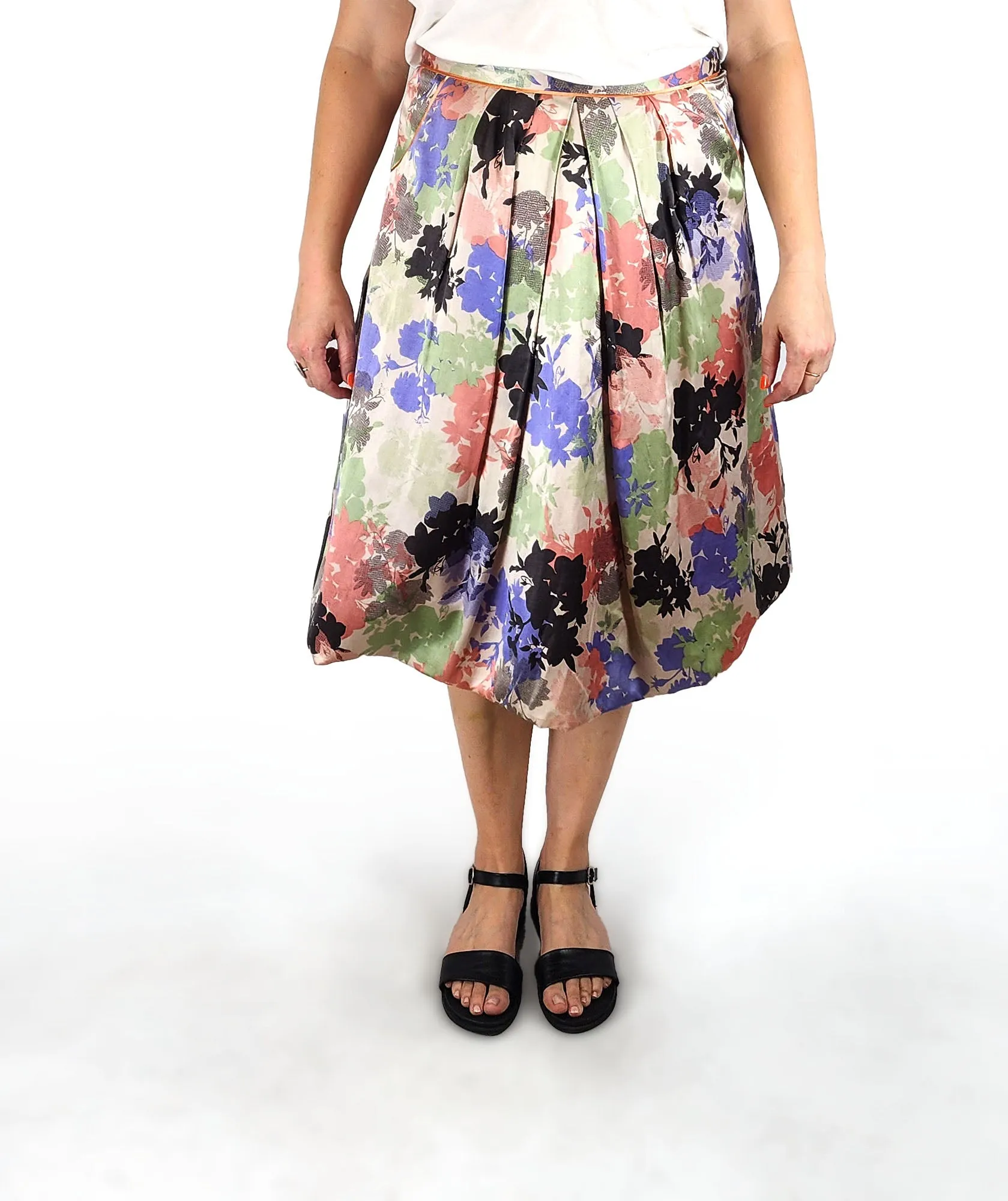 Christina's Closet floral silk cotton skirt size 14