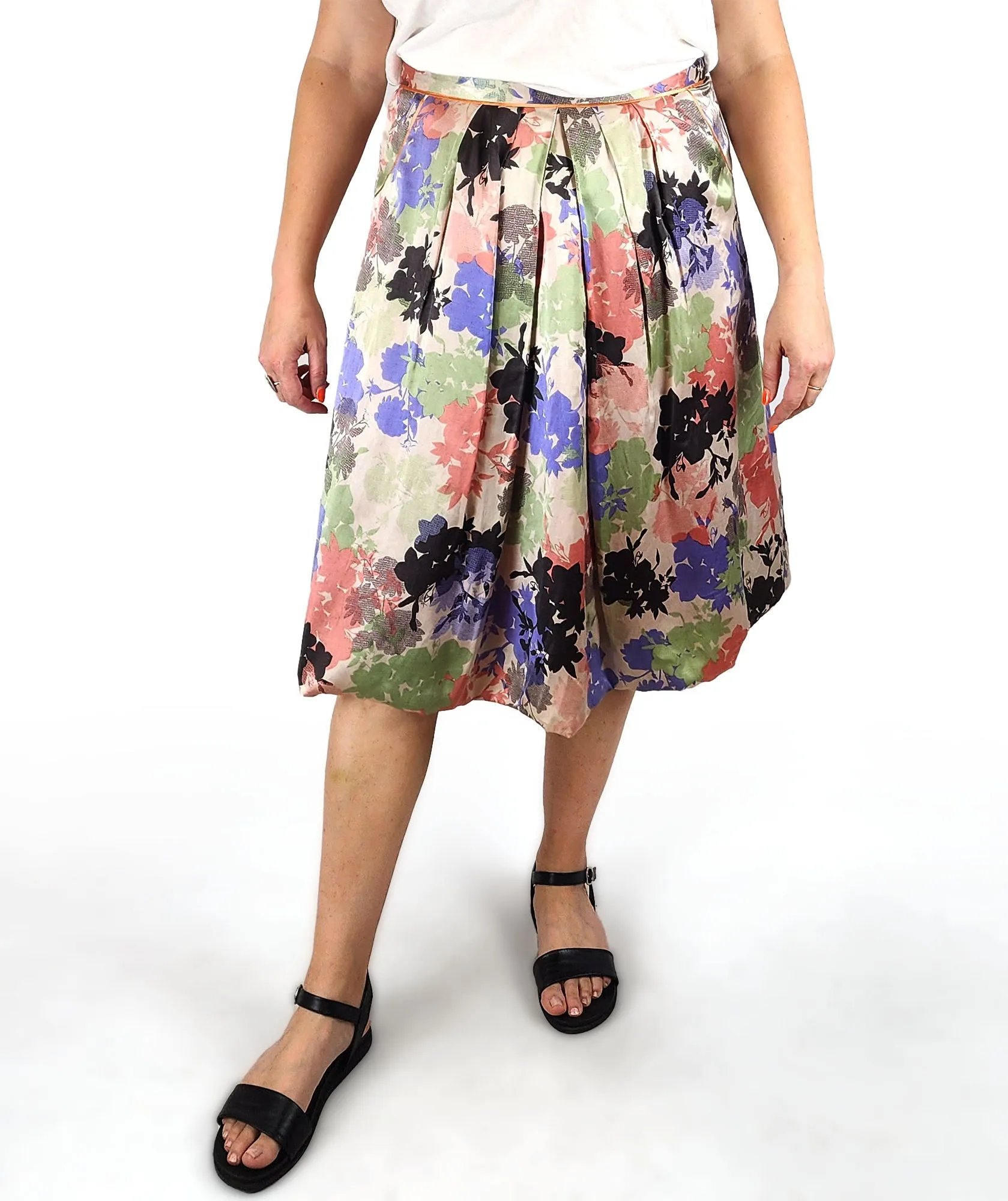 Christina's Closet floral silk cotton skirt size 14