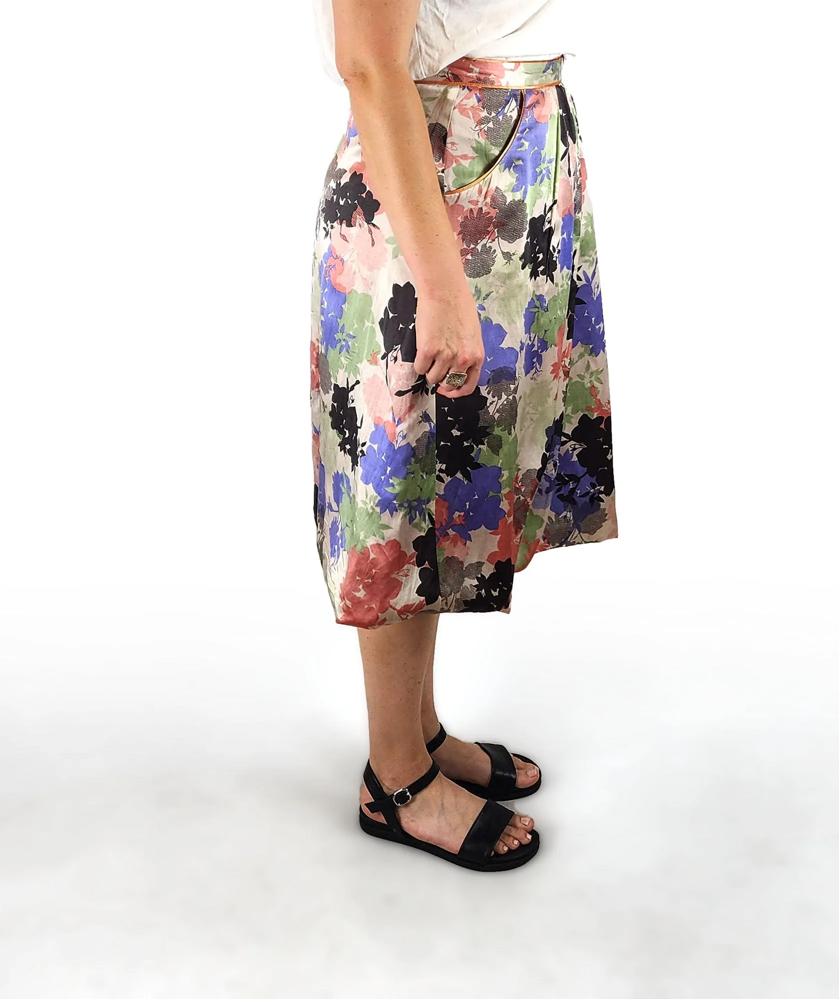 Christina's Closet floral silk cotton skirt size 14