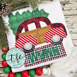 {Christmas Car   Tree} applique tee