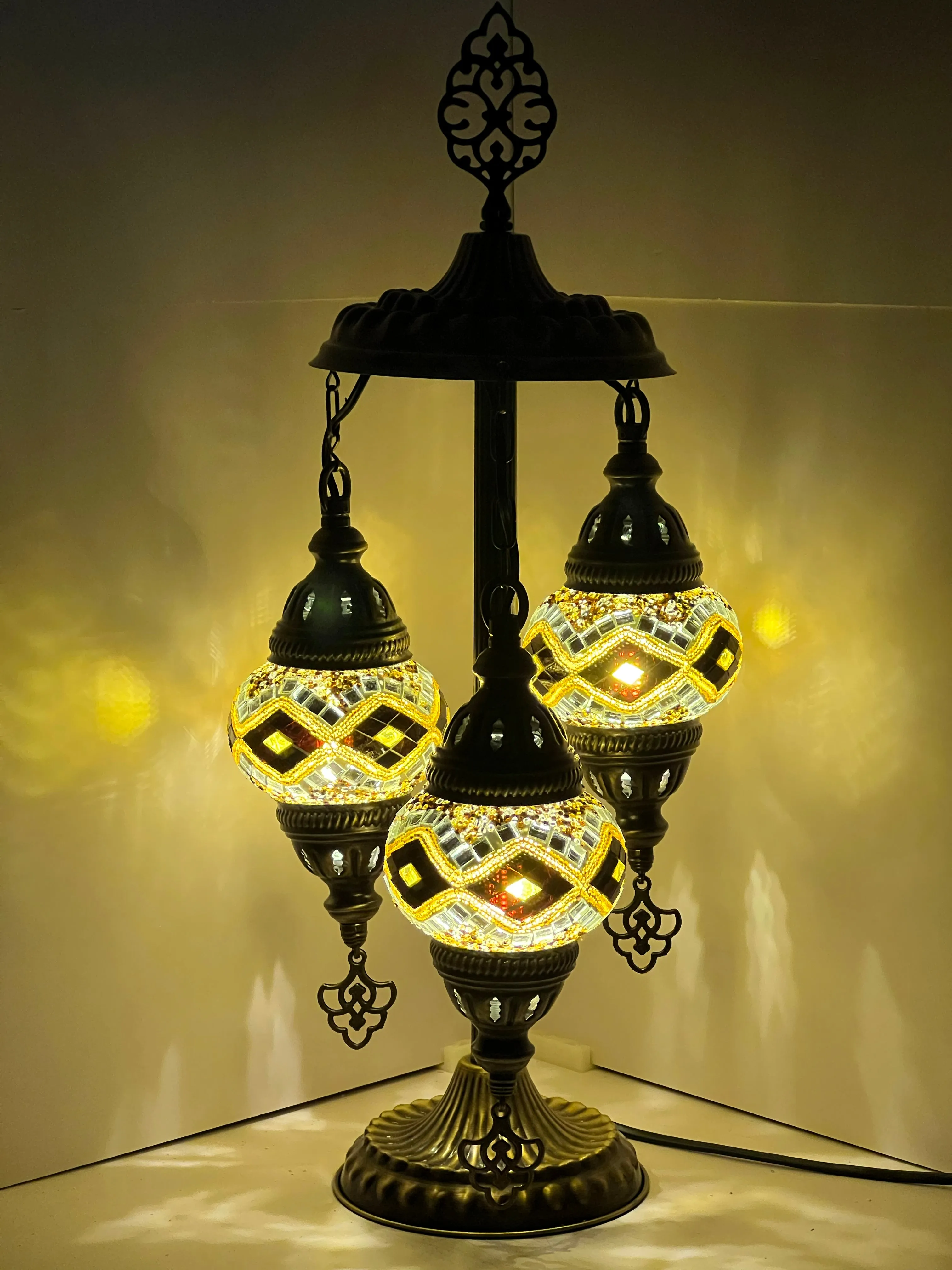 Chrysa Boho Handcrafted 3 Tiered Mosaic Table Lamp