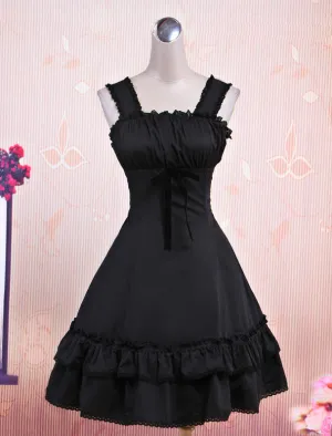 Classic Black Sleeveless Cotton Lolita One-Piece