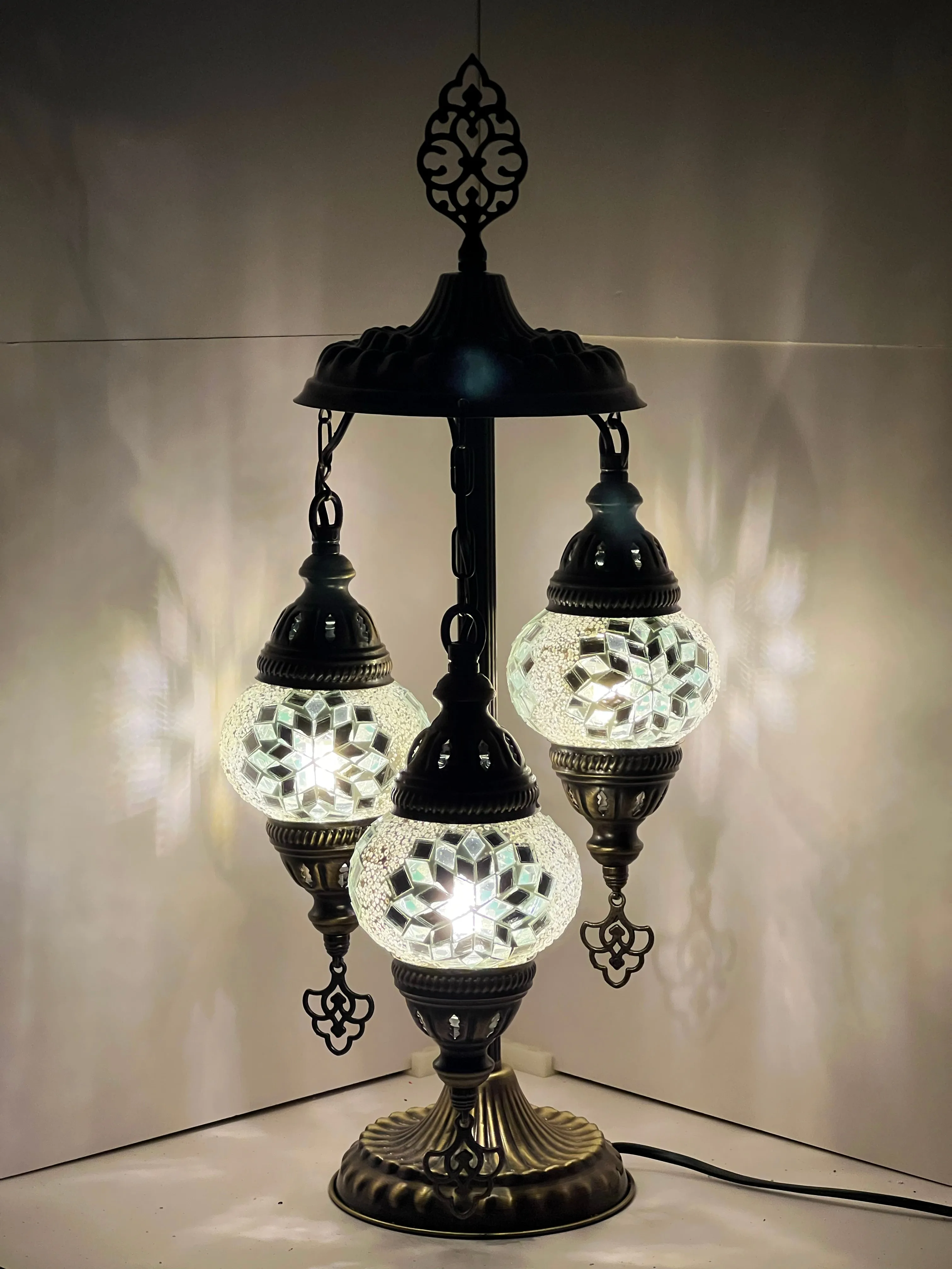 Cleo Boho Handcrafted 3 Tiered Mosaic Table Lamp