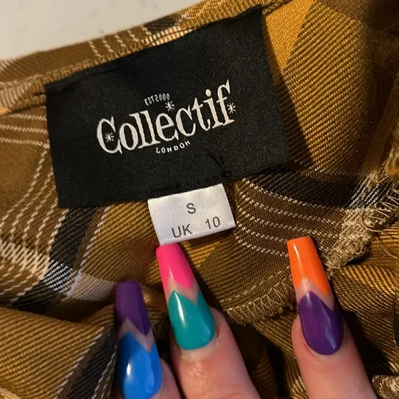 Collectif Cheyenne Moonhill Check 50’s Pencil Dress Mustard Small