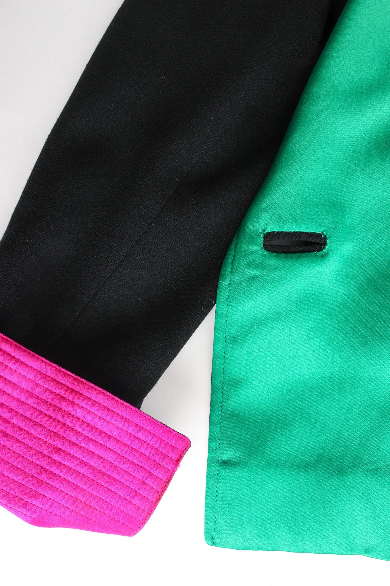 Color Block Wool Crop Blazer
