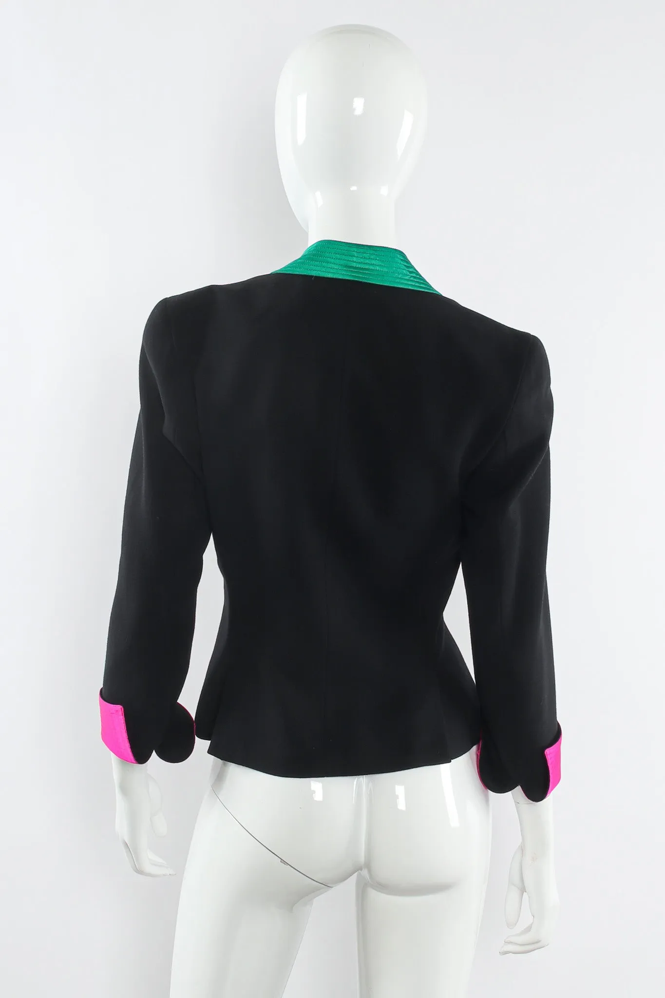 Color Block Wool Crop Blazer