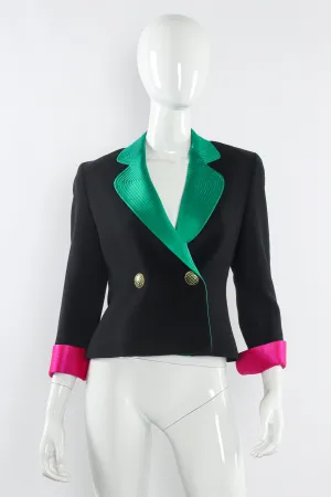 Color Block Wool Crop Blazer