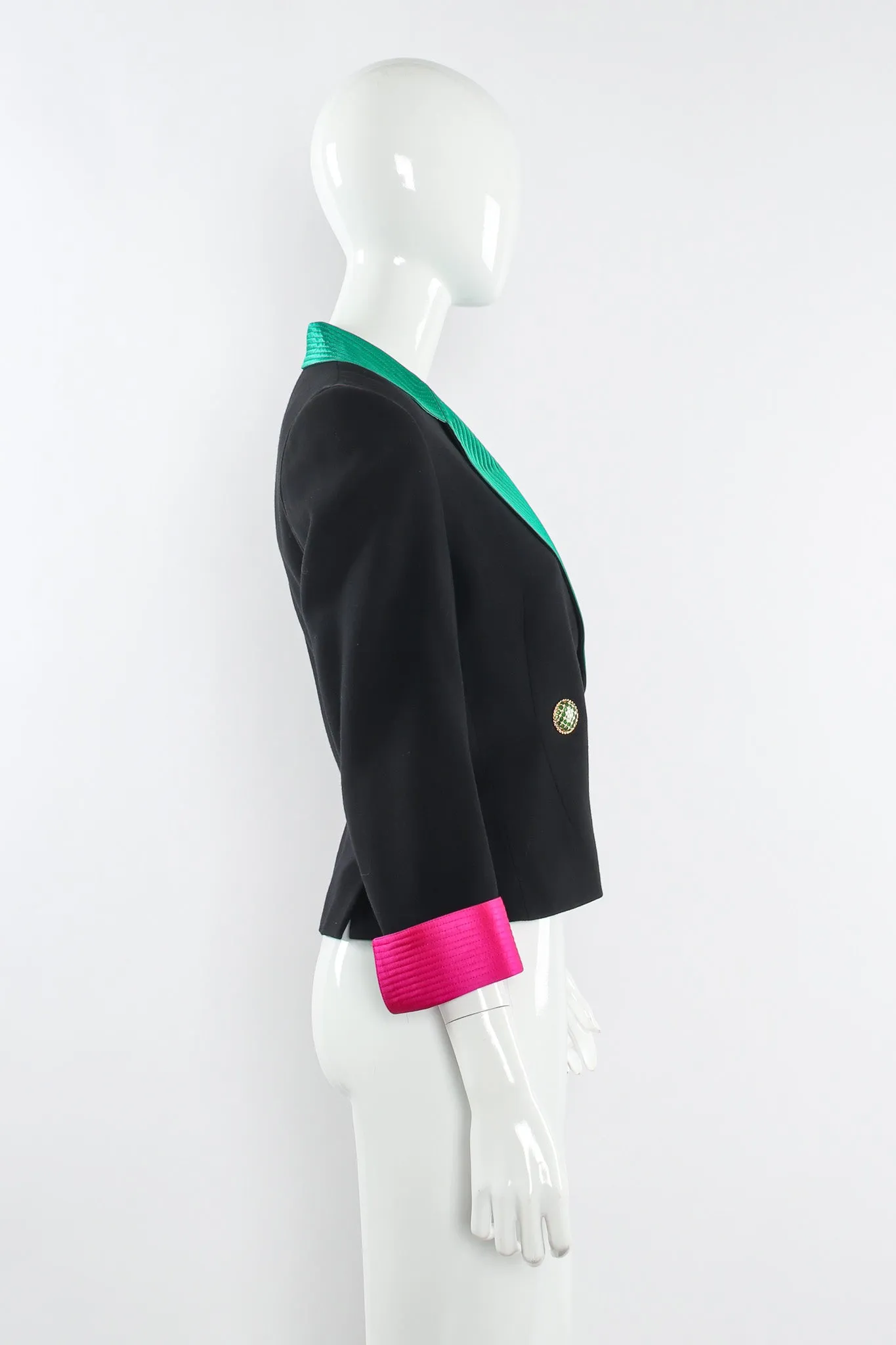 Color Block Wool Crop Blazer