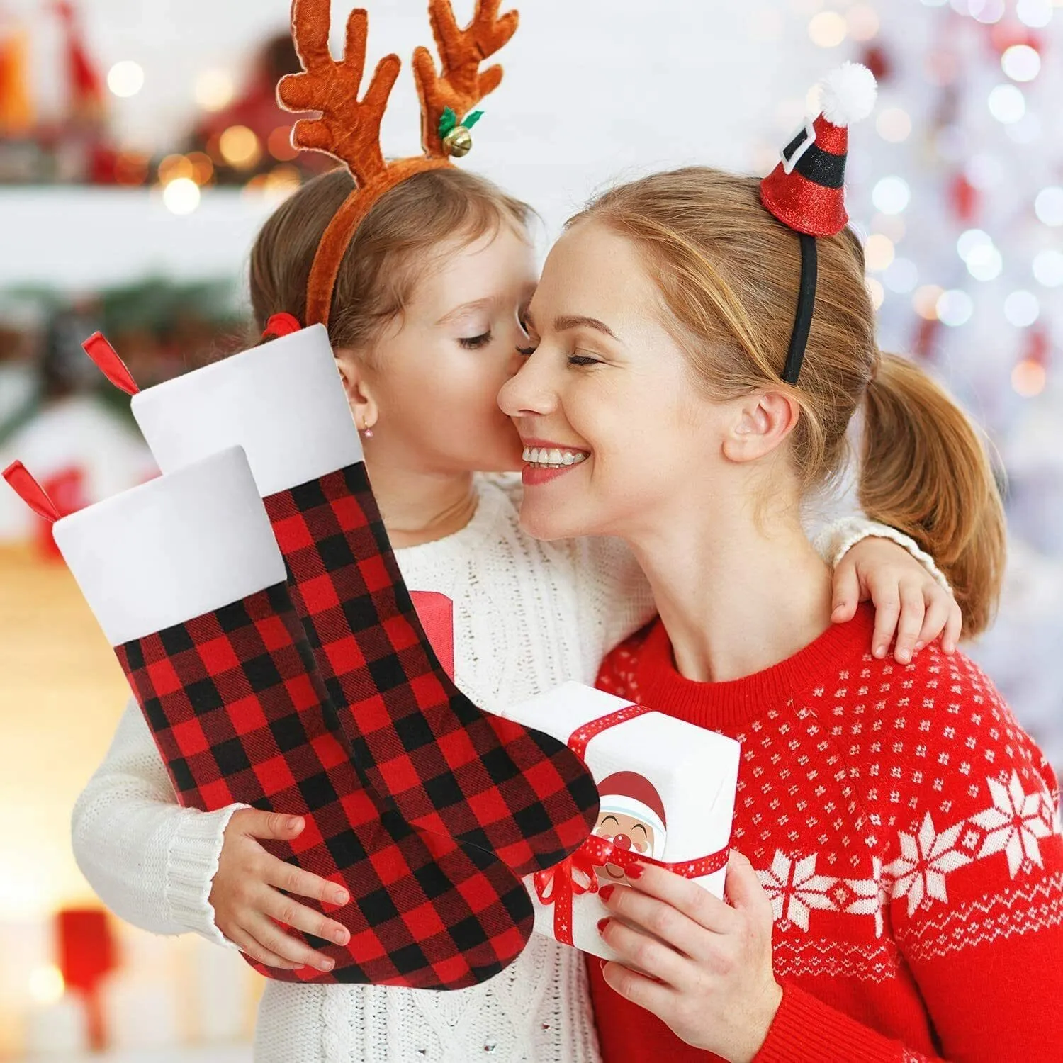Complete Family Vintage Merry Christmas Stockings Set 6 PCS