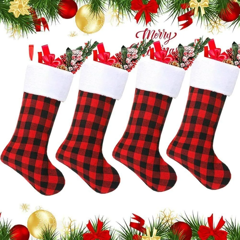 Complete Family Vintage Merry Christmas Stockings Set 6 PCS