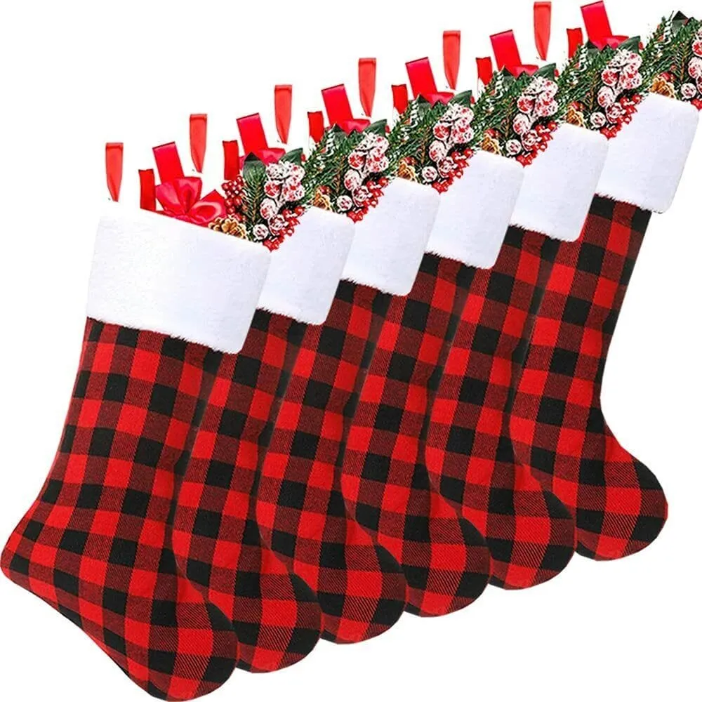 Complete Family Vintage Merry Christmas Stockings Set 6 PCS