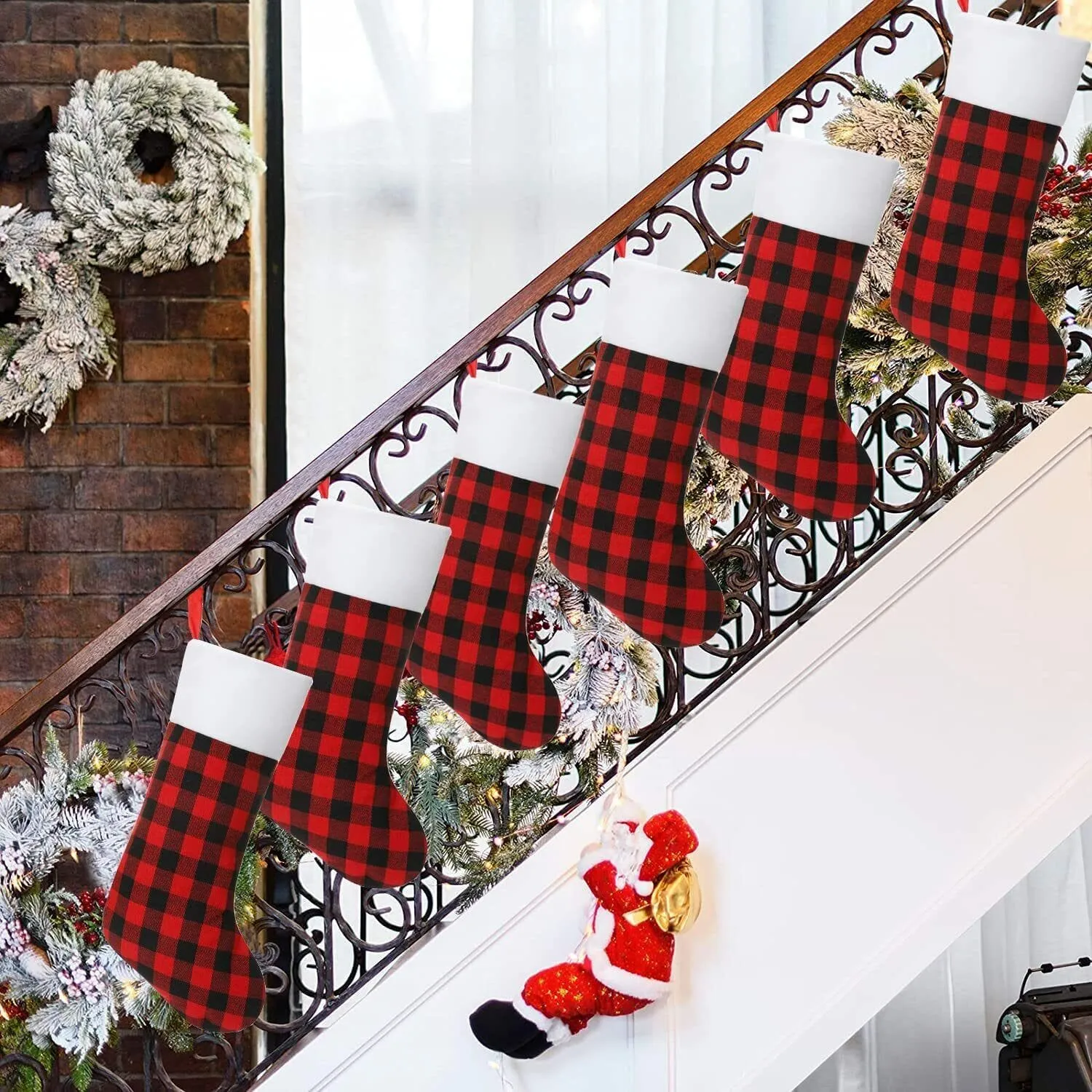 Complete Family Vintage Merry Christmas Stockings Set 6 PCS