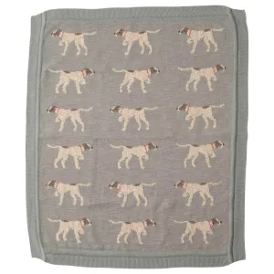 Cotton Knit Blanket with Dog