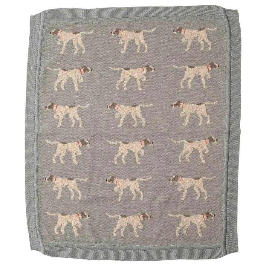 Cotton Knit Blanket with Dog