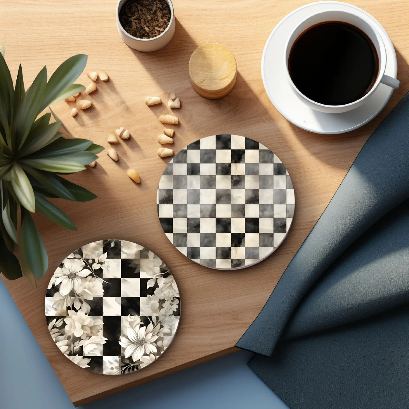 Courtly Check Coasters