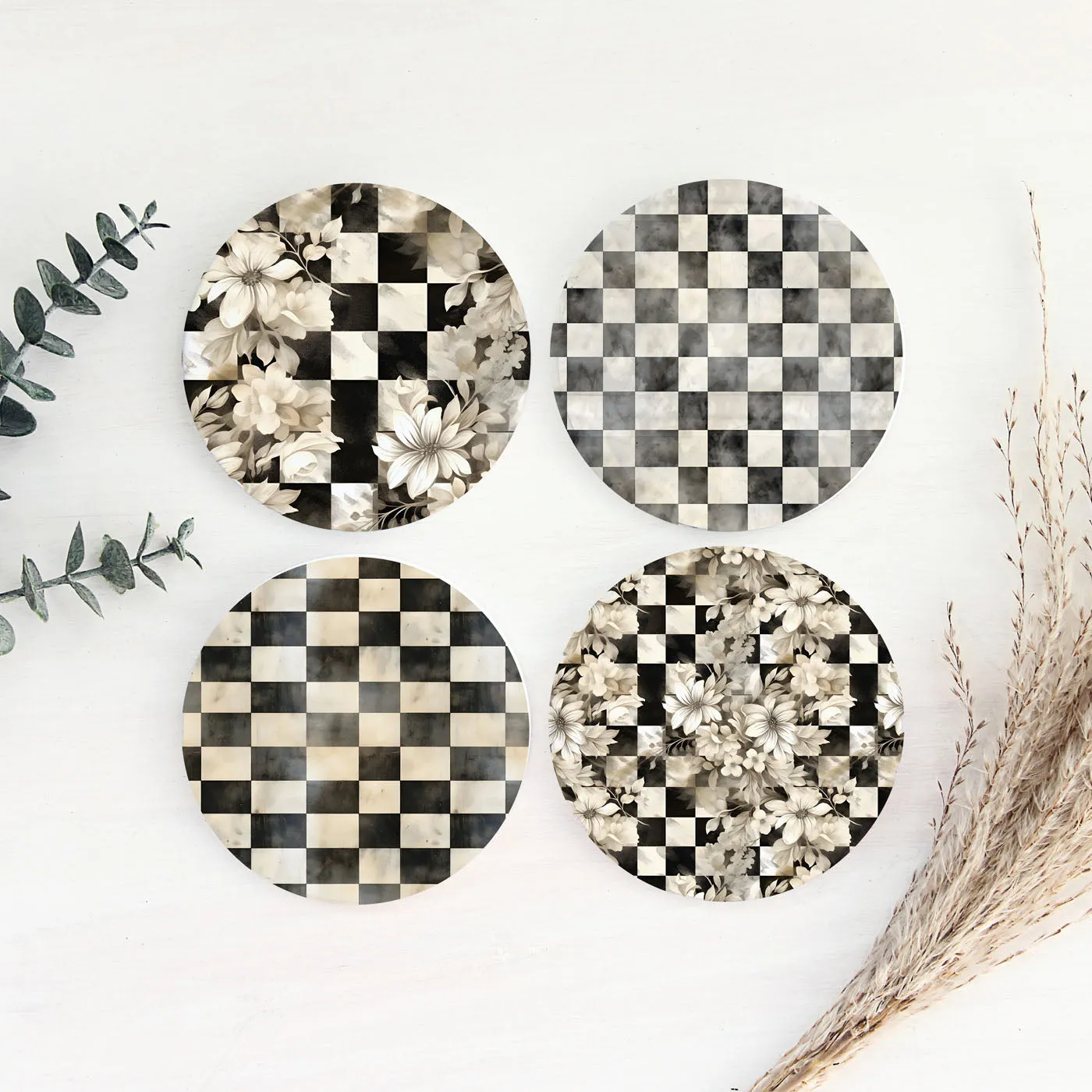 Courtly Check Coasters