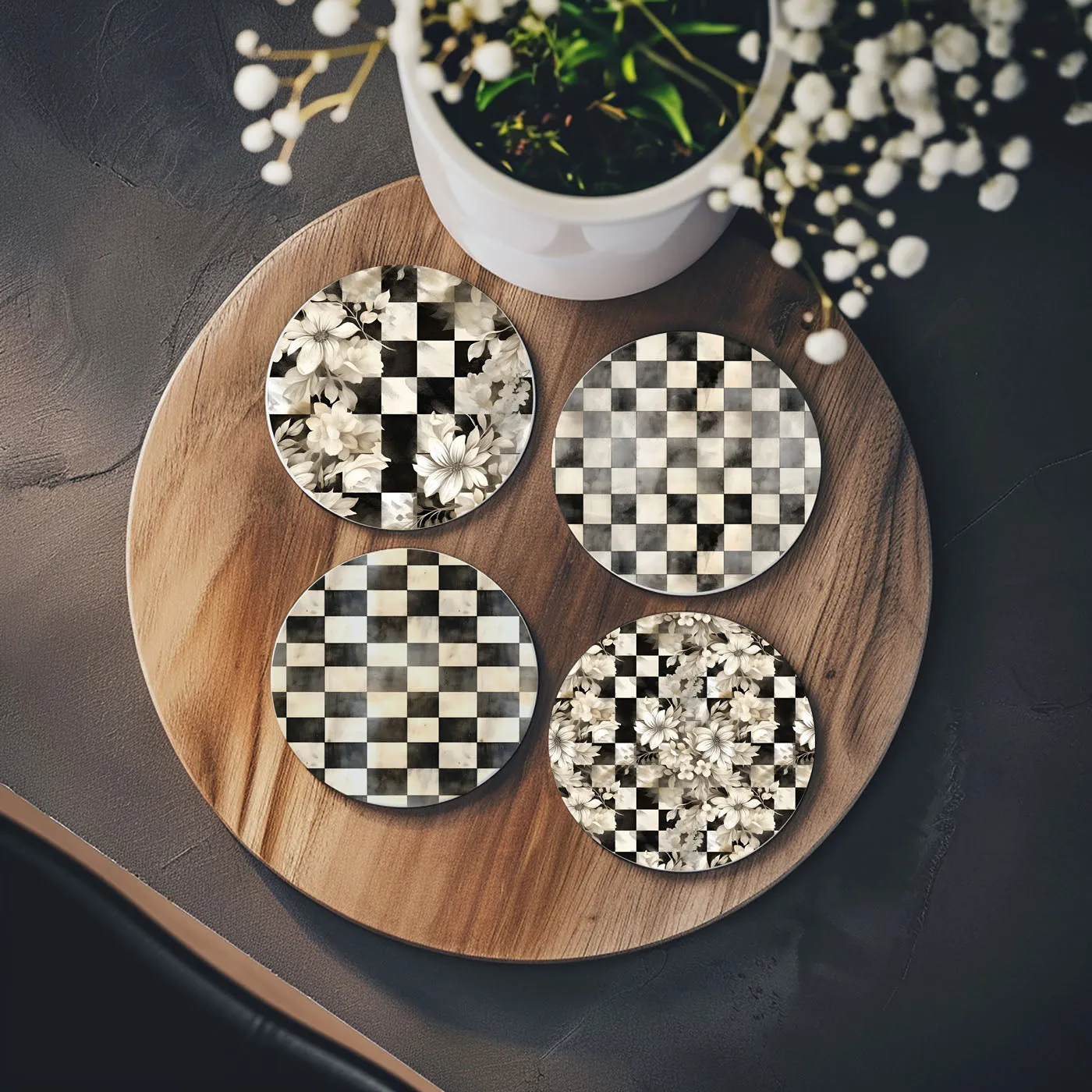 Courtly Check Coasters