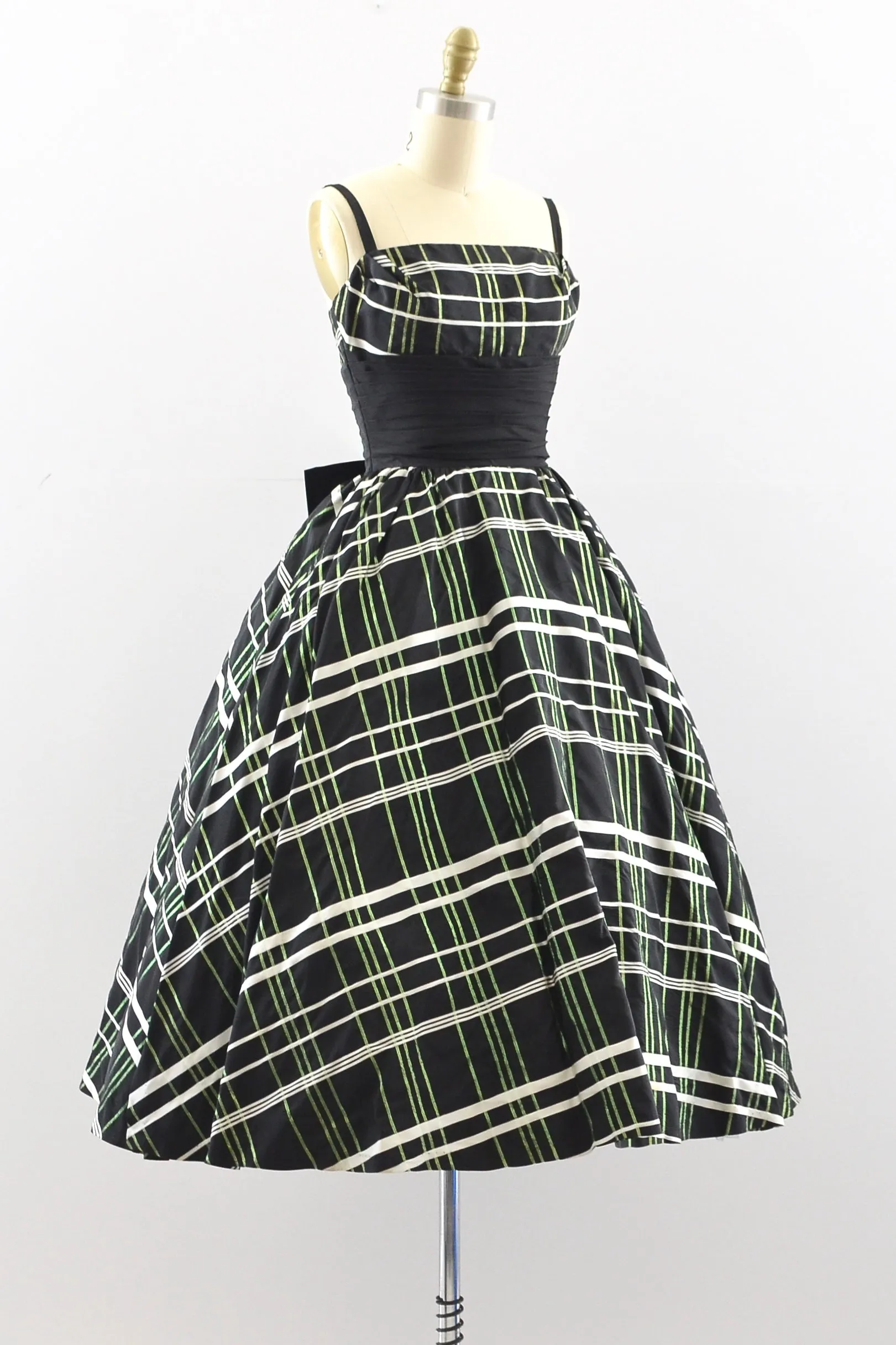 Cummerbund Plaid Dress / XS