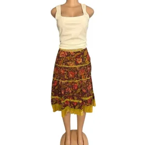 Cynthia Steffe Tiered Floral Boho Midi Skirt