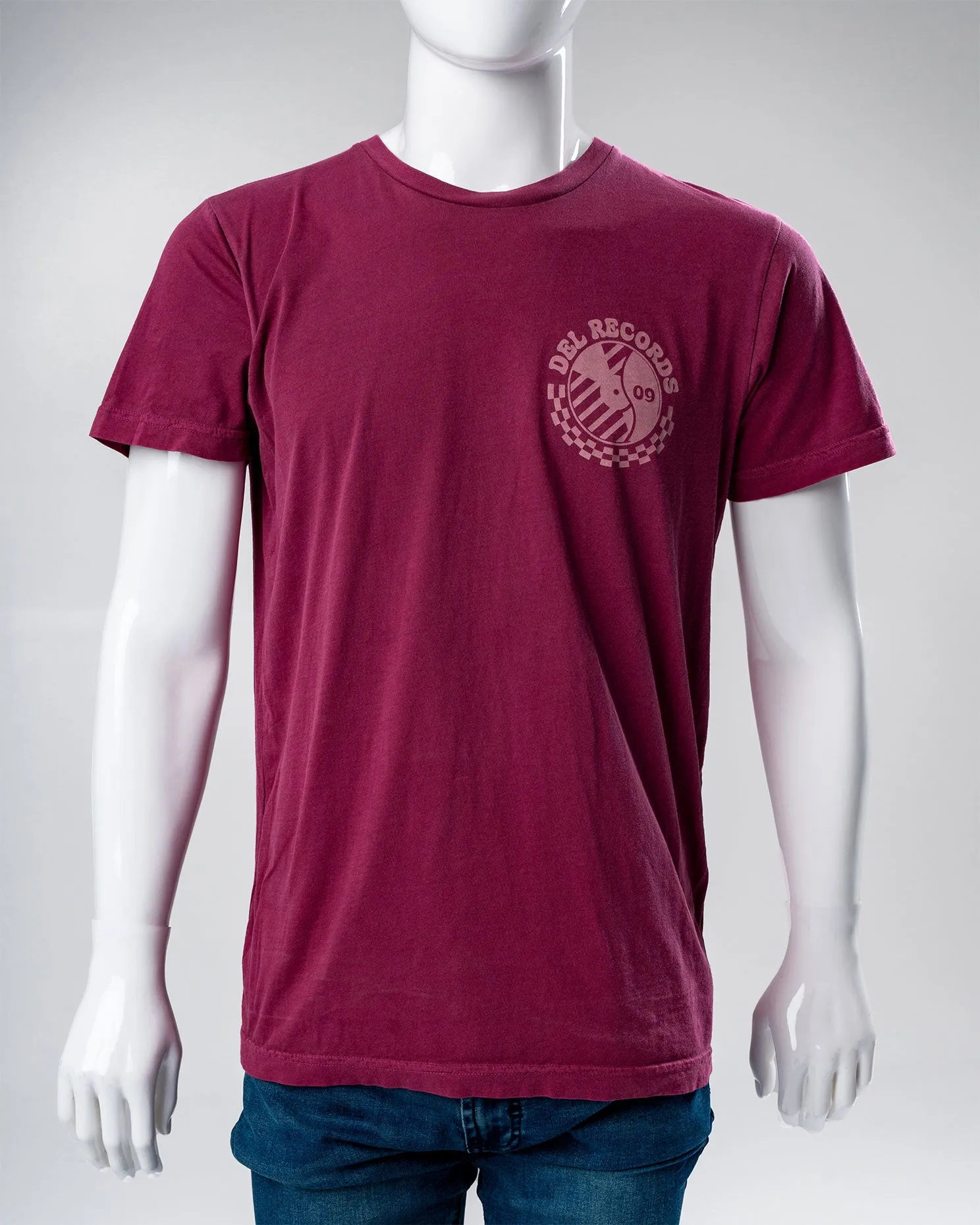 Del Checkered Maroon Tee