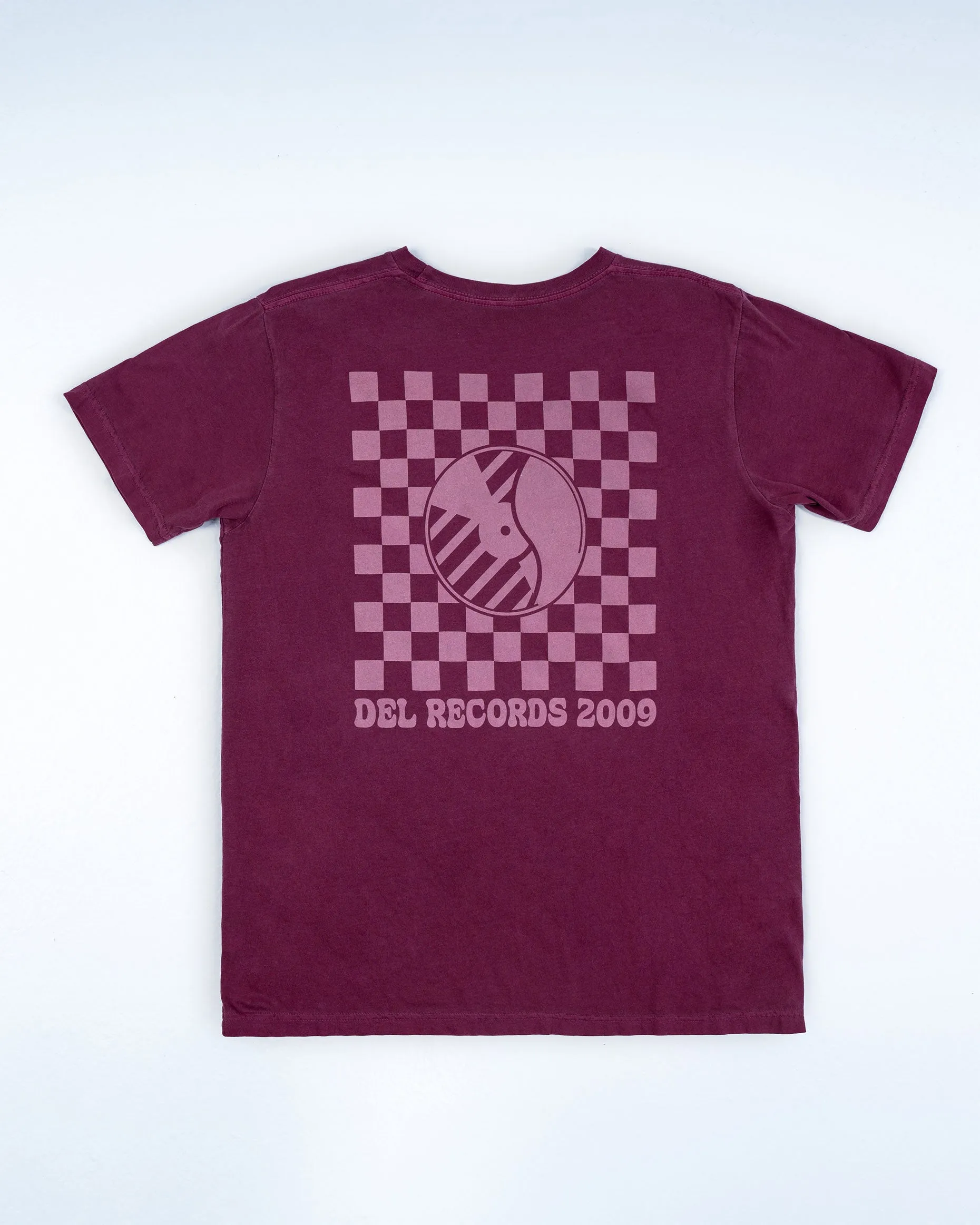 Del Checkered Maroon Tee