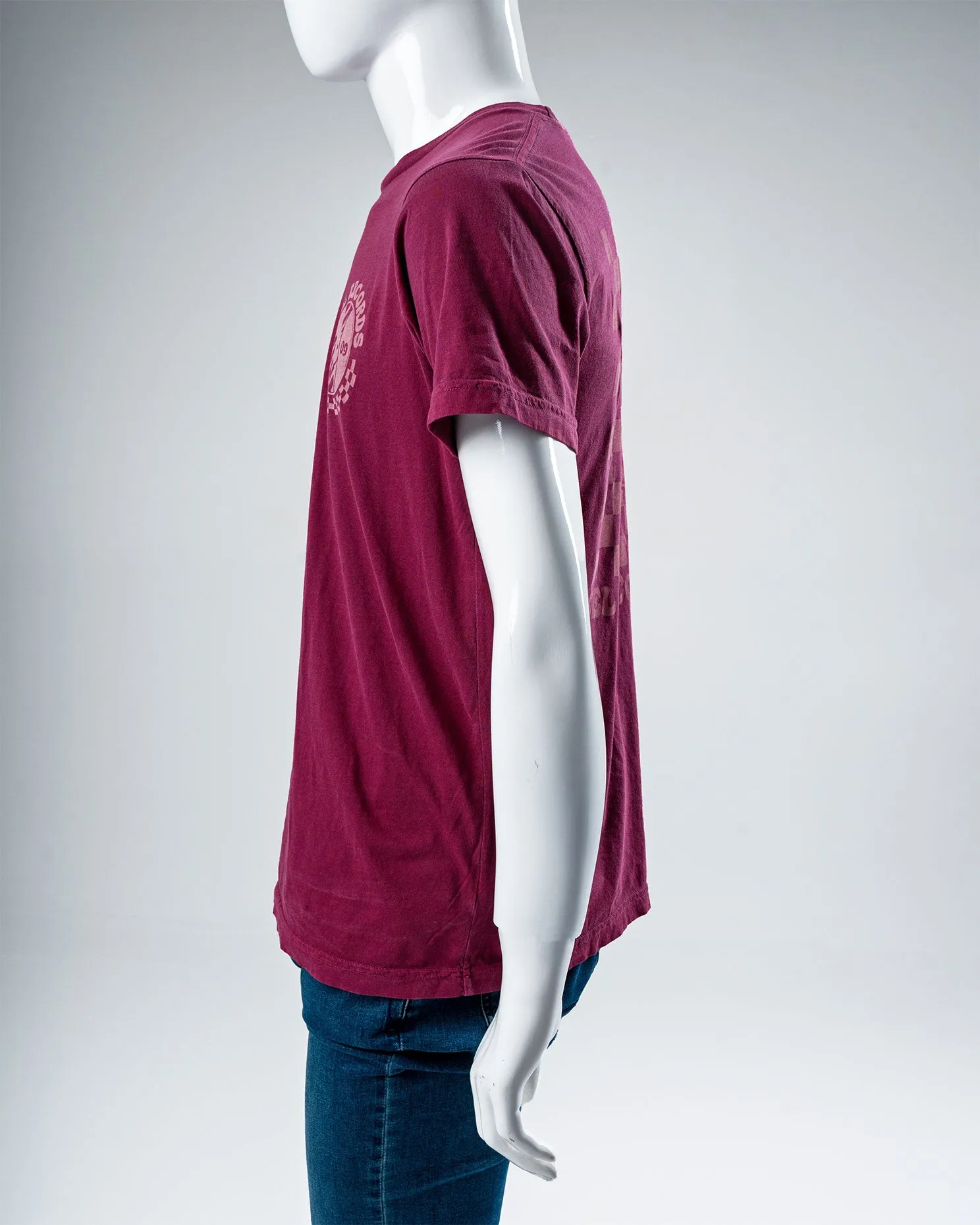 Del Checkered Maroon Tee
