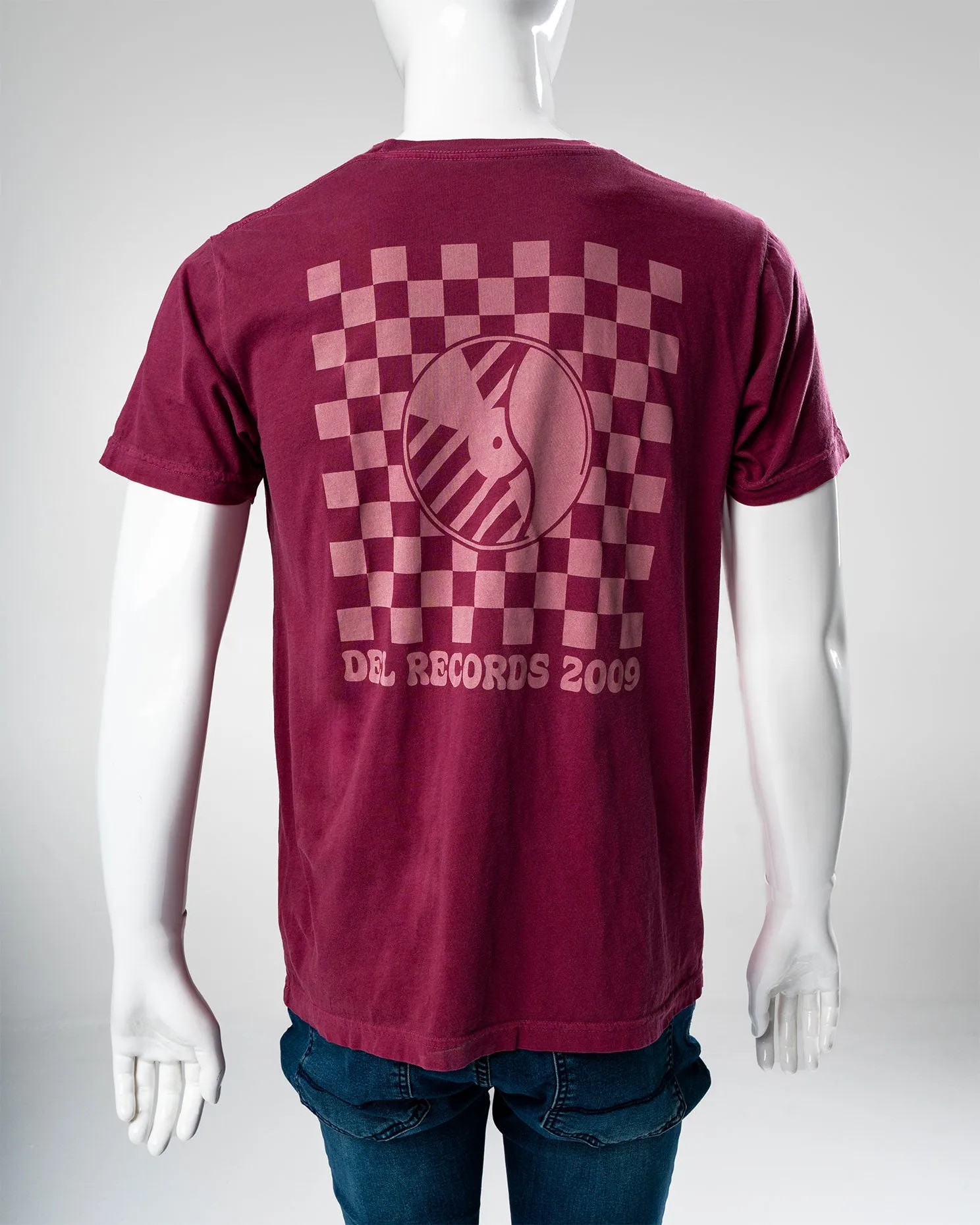 Del Checkered Maroon Tee