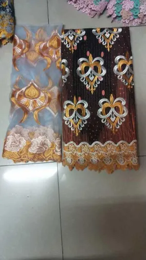 Designed Swiss Cotton Laces With Embroidery Net